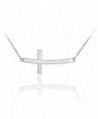 925 Sterling Silver Curved Sideways Cross Necklace with Rolo Chain - CJ11DXJFF2F