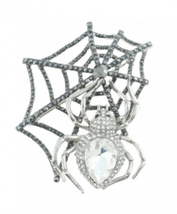 EVER FAITH Austrian Crystal Halloween Gothic Style Spider Web Teardrop Brooch - Clear Gold-Tone - C411CHAVZNN