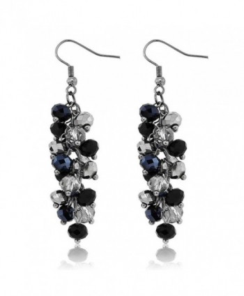 Silver Cluster Faceted Crystal Earrings