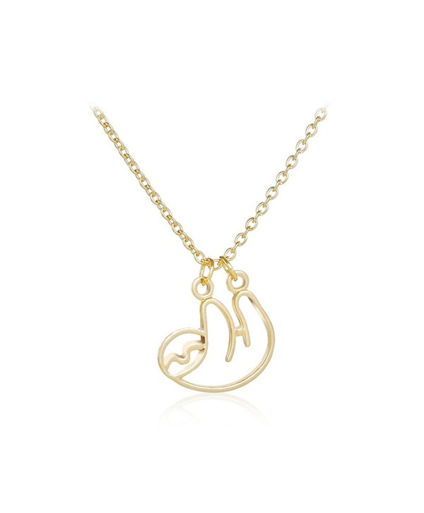 3 Colors Hollow Snail Necklace - Cute Sloth Pendant Jewelry Charm Animal Necklace for Women - gold - CV188XQZOMK