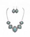 Rosemarie Collections Women's Boho Chic Turquoise Statement Necklace Earrings Set - CY17YGIE4EC
