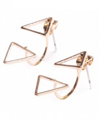 Ear Jackets Earrings in Gold | Delicate Triangle Ear Studs nickel free - C812E52EX4T