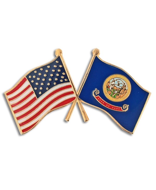 PinMart's Idaho and USA Crossed Friendship Flag Enamel Lapel Pin - CA119PEM20Z