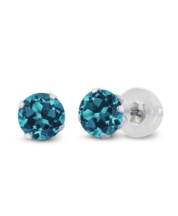 1.10 Ct Round London Blue Topaz 10K White Gold 4-prong Stud Earrings 5mm - CB1191KNKXL