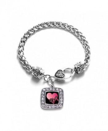 Yaya Classic Silver Plated Square Crystal Charm Bracelet - CU11KY4ULGR