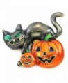 Happy Halloween Party Event Black Cat Kitty Kitten Jack O Lantern Pumpkin Brooch Pin Costume Charm - C211PBXX6QN