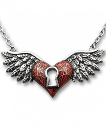 CONTROSE Angel Wings Heart Necklace Red With Keyhole 316L Stainless Steel - C312GK5CUIZ