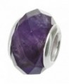 925 Sterling Silver Natural Amethyst February Birthday Faceted Bead For European Charm Bracelets - CM11D3QLACV