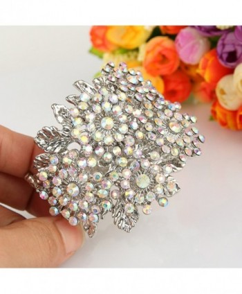 EVER FAITH Silver Tone Snowflake Iridescent in Women's Cuff Bracelets