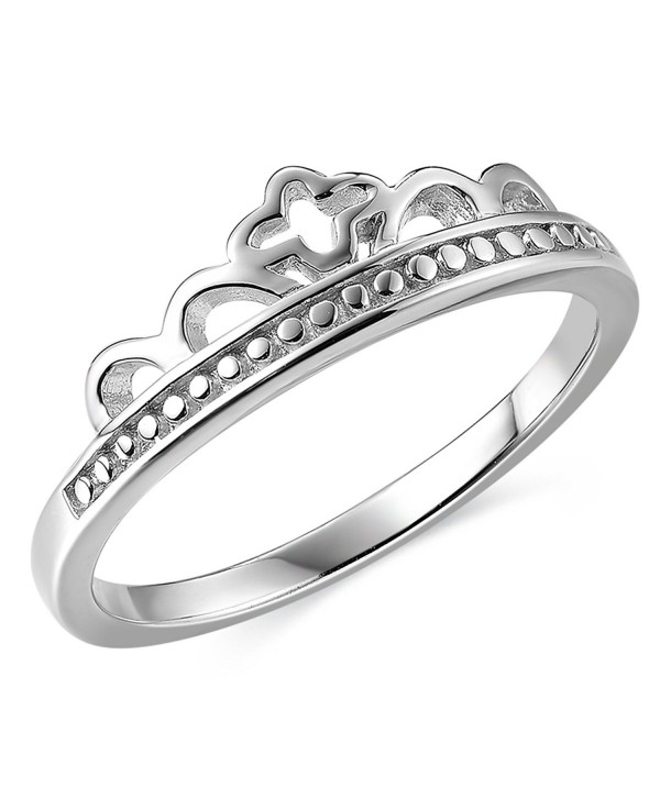 JEWME 925 Sterling Silver Women Victorian Cross Princess Royal Crown Band Ring - CU12G33P7JD