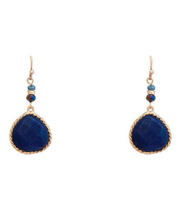 Women's Semi Precious Stone Teardrop Dangle Earrings - Navy Blue ...