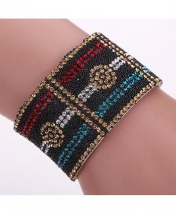 SANWOOD Leather Rhinestone Magnetic Bracelet