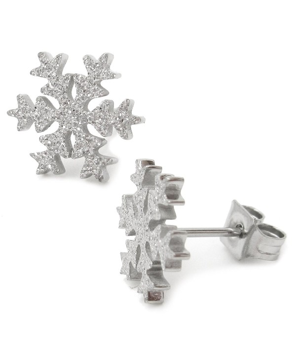 Stainless Steel Snow Flake Post Stud Earrings For Women Girls Gold Silver 10mm - Sandblast Silver - CQ180GH3LDH