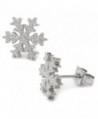 Stainless Steel Snow Flake Post Stud Earrings For Women Girls Gold Silver 10mm - Sandblast Silver - CQ180GH3LDH