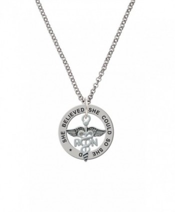 Registered Nurse Caduceus She Believed She Could Affirmation Ring Necklace - C3129U3UMRZ