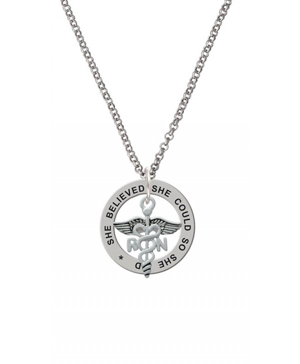 Registered Nurse Caduceus She Believed She Could Affirmation Ring Necklace - C3129U3UMRZ