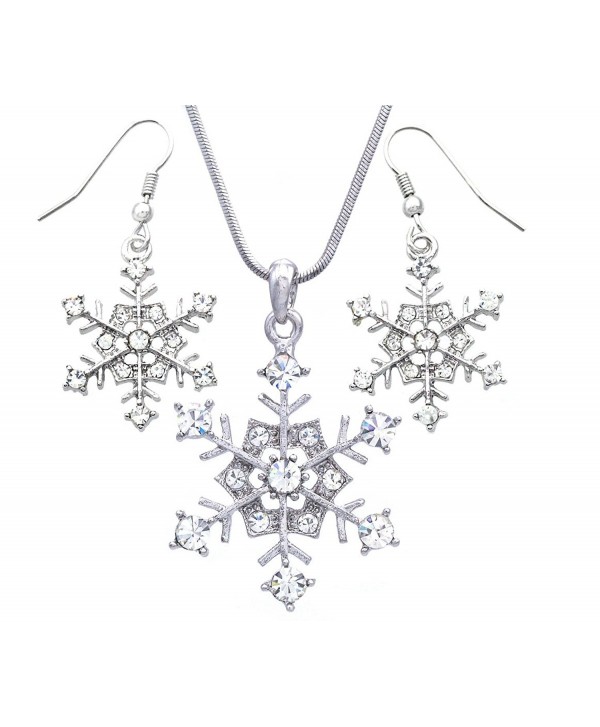 Snowflake Necklace Earrings Bridesmaid Christmas - Clear - CP110PJX04L