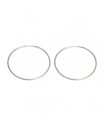 Medium Continuous Endless Silver Wire Hoop Earrings- 1.5 in (40mm) (1mm Tube) - CH11DFV7SXF