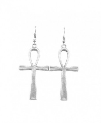 Silver Egyptian Ankh Drop Earrings