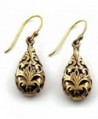 Bronze Vine Filigree Teardrop Shaped Drop Dangle Earrings Fish Hook Thailand Jewelry - CN12BZD2CYT