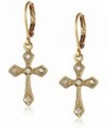 1928 Jewelry Gold-Tone with Crystal Cross Drop Earrings - CQ118A14TAD