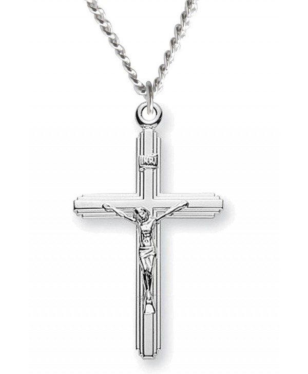 Heartland Women's Sterling Silver Crucifix with Cross on Cross Pendant + USA Made + Chain Choice - C6119PYIHXL