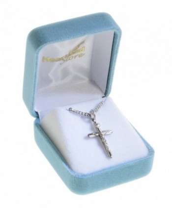 Womens Sterling Crucifix Pendant Rhodium