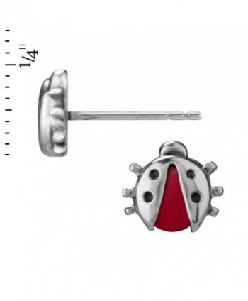 Sterling Silver Coral Ladybug Earrings