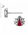 Sterling Silver Coral Ladybug Earrings