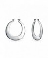 Bling Jewelry Flat Round Snap Back Sterling Silver Hoop Earrings - CI11B4F2Q6X