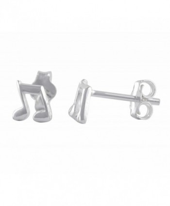 Sterling Silver Music Note Stud Earrings - 6mm - CJ184S2MK75