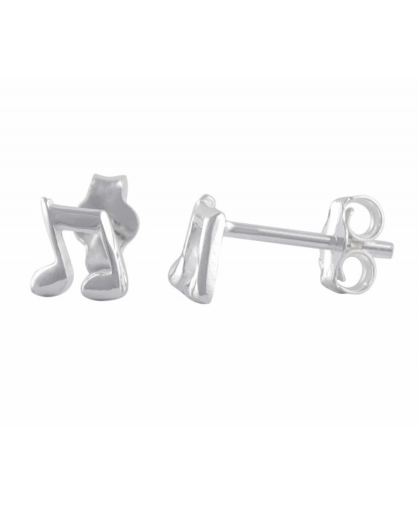 Sterling Silver Music Note Stud Earrings - 6mm - CJ184S2MK75