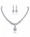 EVER FAITH Mother's Gift Wedding Art Deco Prong Clear CZ Necklace Earrings Set Silver-Tone - CE11JTR93W3