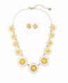 Peony.T Women's Daisy Flower Gold Chain Collar Necklace Earring Stud Set - C517YLCK63S