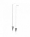 Rhodium Plated 925 Sterling Silver Cubic Zirconia (CZ) Triangle Shape Long Threader Dangle Earrings - C917Z20Z8I6
