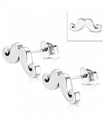 Stainless Steel Mustache/ Beard Stud Earrings (pair) - ZEM327 - CX17YKD69W9