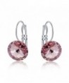 Womens 10mm Round Crystal Leverback Earrings Made with Swarovski Crystals Jewelry - Pink - CV1842HZR39