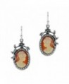 Sterling Silver Flower Vine Resin Cameo Earrings - Salmon - CI1147W13VJ