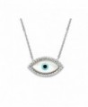 Clear CZ Sterling Silver Evil Eye Charm Pendant Necklace 16+1" Extender - CF117JUXKHV