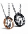 His Her Titanium Steel Couple Pendant Necklace Matching Set Engraved Love Style Anniversary Gift - CY12BUIIDSN