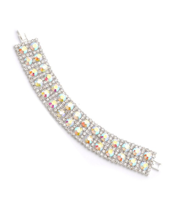 Topwholesalejewel Wedding Bracelet Silver Plating Aurora Borealis 2-Row Link Bracelet - C917Z6GTOX5
