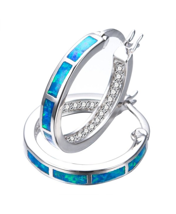 925 Sterling Silver Women's Hoop Earring-White and Blue Earring For You choose Perfect Match - CM187NT4MYE