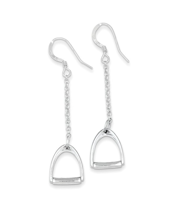 Sterling Silver Polished Horse Stirrup Dangle Earrings - (2.2 in x 0.51 in) - CM12GPPO1Q9