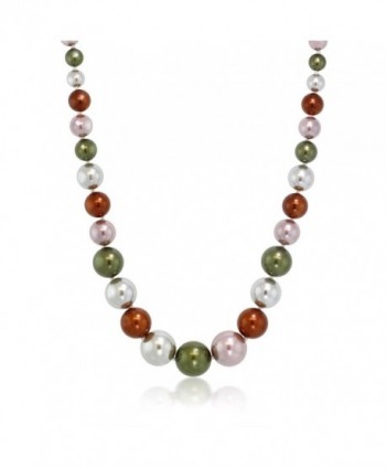 Stunning Multi Color 8MM to 16MM Round Shell Pearl Necklace- 18 Inch - C0116DJXBKP
