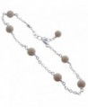 Gem Avenue Sterling Silver Simulated White Agate Adjustable Ankle Bracelet - CC120F2319L