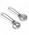Sabai Silvertone Small Peace Sign Charm Dangle Earrings on Stainless Steel Ear Wires - C512NQASKU0