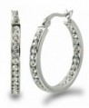 S.Michael Designs Stainless Steel 1" Inch Inside Outside Crystal Hoop Earring - C811RAD3VFH