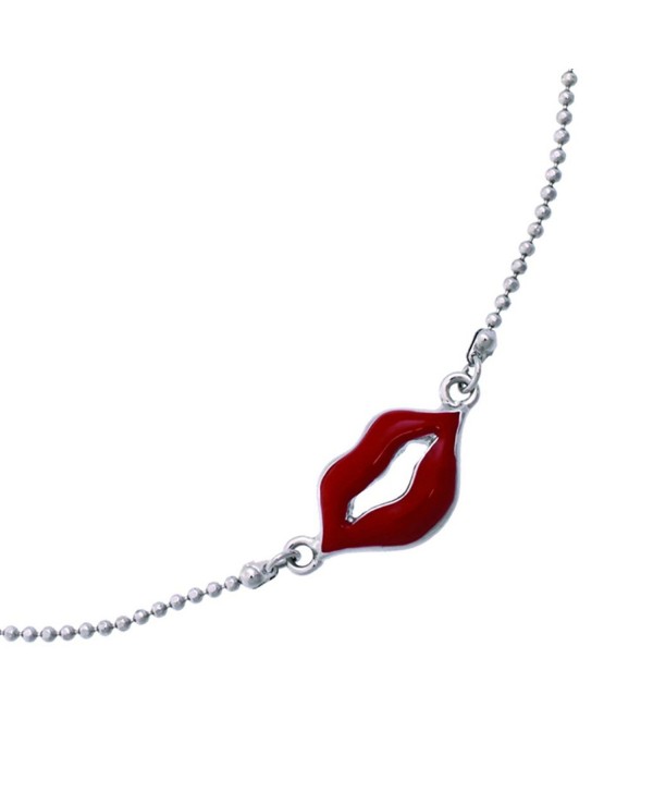 Kiss Lips Anklet Approx 8.5" Length with 1" Extension Chain - C111AT3H7C3