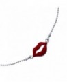 Kiss Lips Anklet Approx 8.5" Length with 1" Extension Chain - C111AT3H7C3