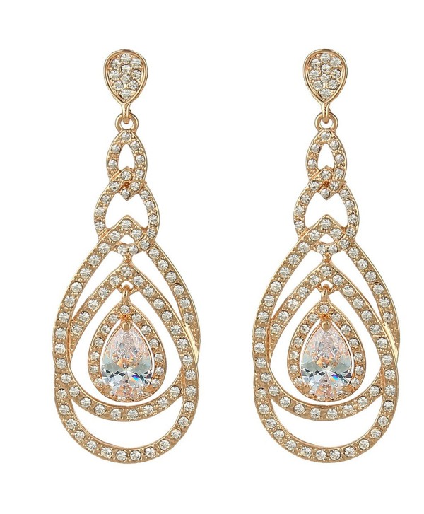 EVER FAITH Women's Austrian Crystal Zircon 8-Shaped Tear Drop Dangle Earrings - Gold-Tone Clear - CU11XKB0927